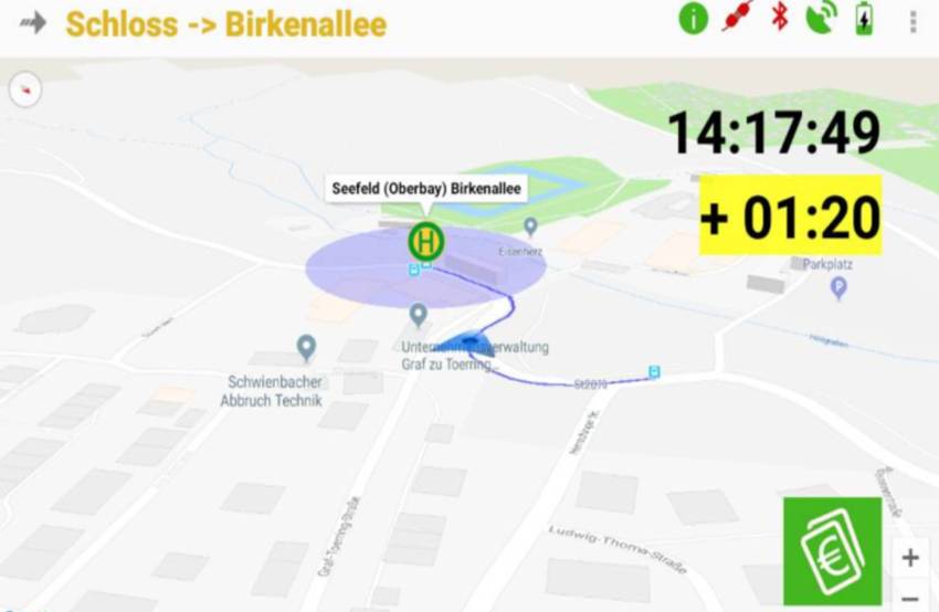 Fahrernavigation - Streckenführung in graphischer Landkarte | BusMATRIK