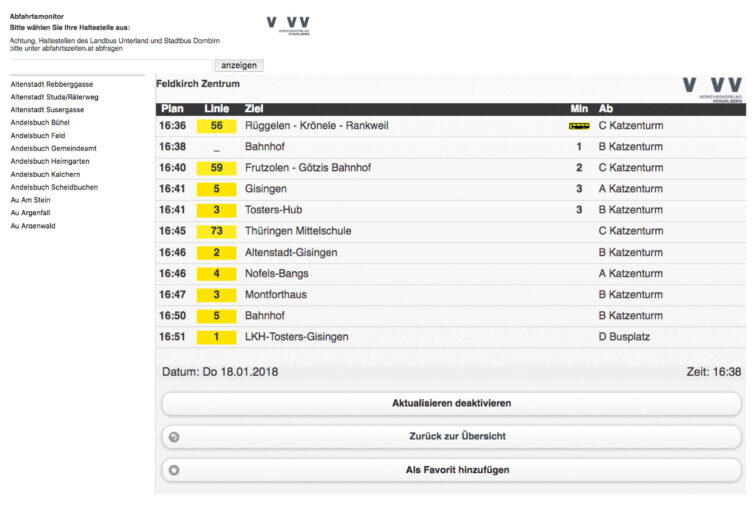 DFI Webanzeige - Fahrgastinformation und Abfahrtsmonitoring am Web oder Handy | InfoMATRIK