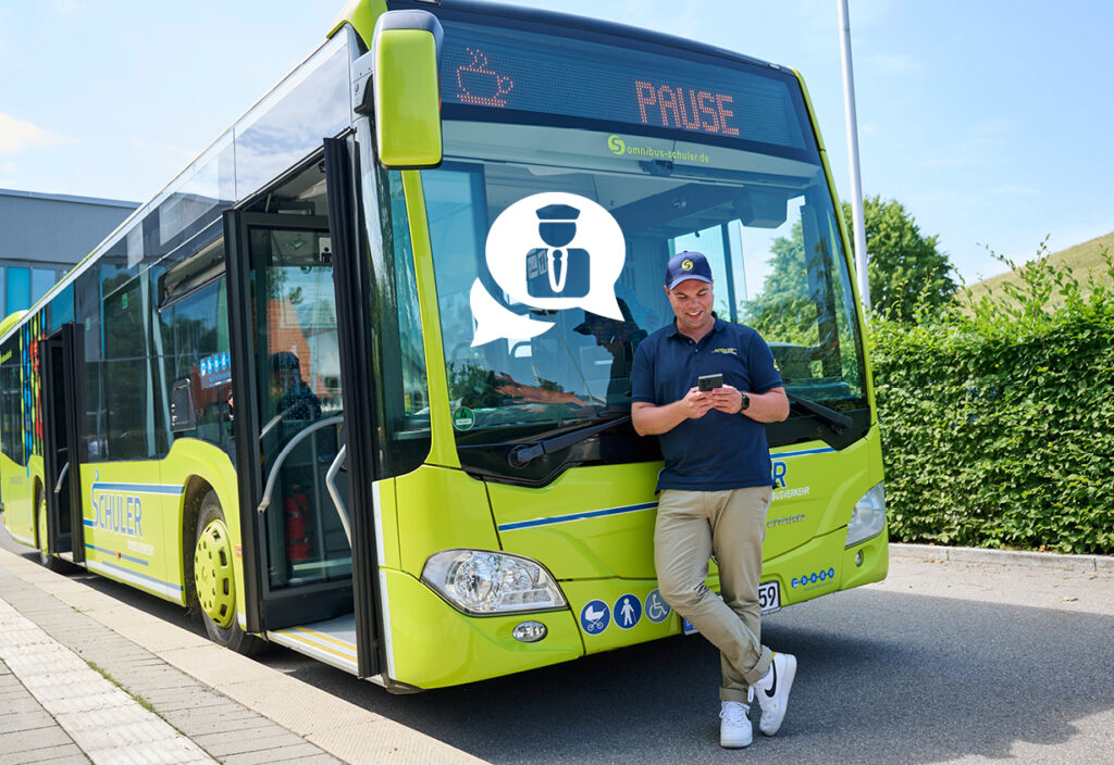 Der Busfahrer kommuniziert per Messenger mit der Leitstelle.
