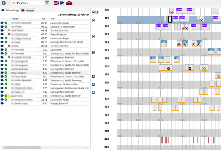Die freigegebenen Rufbusfahrten werden direkt an das Fahrpersonal gesendet. Das passiert über die BusMatrik App im Fahrzeug.